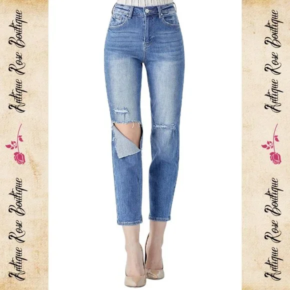 🌹 Risen Relaxed Fit High Waist Jeans - Picture 1 of 9